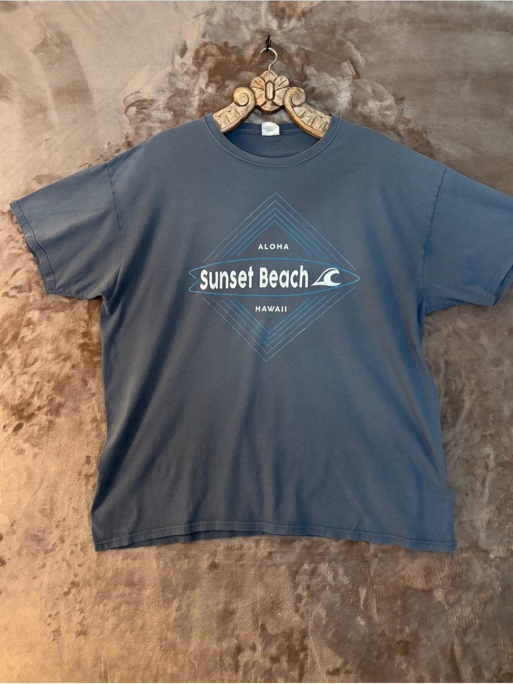 Aloha Hawaii Sunset Beach Graphic T-Shirt Men’s Size XL Blue